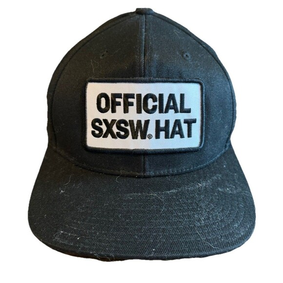 Official SXSW Hat Black SnapBack Cap Patch One Ten Flexfit Tech Austin Texas - Picture 1 of 9